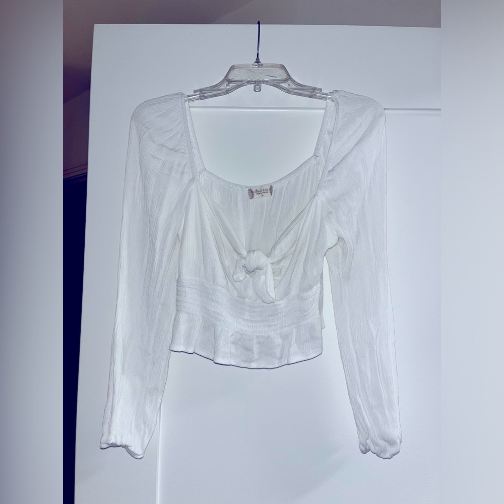 Altar’d State White Knot Crop Blouse
